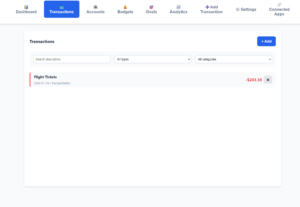 Transactions Tab for Personal Finance Tracker application