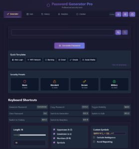 The Generator Tab or main view of Password Generator application